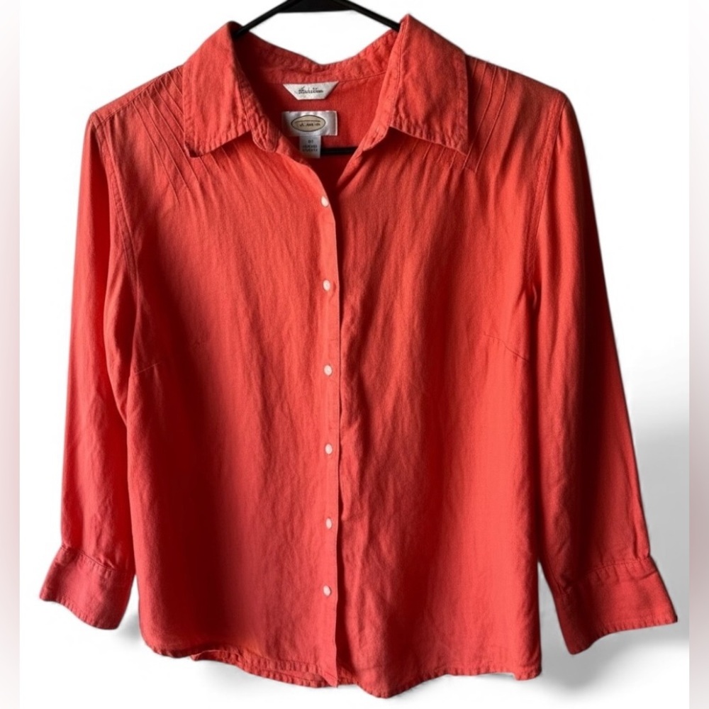 Talbots Orange Button-Down Shirt - Picture 5 of 10
